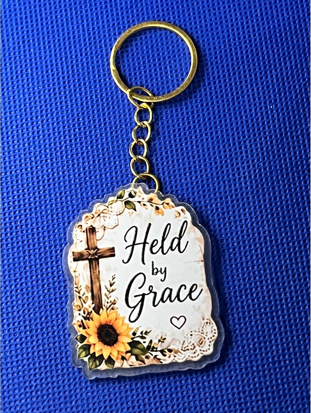 Chic 'Held by Grace' Sunflower Cross Keychain - Faith Inspired Gift